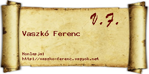 Vaszkó Ferenc névjegykártya
