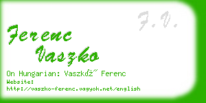 ferenc vaszko business card